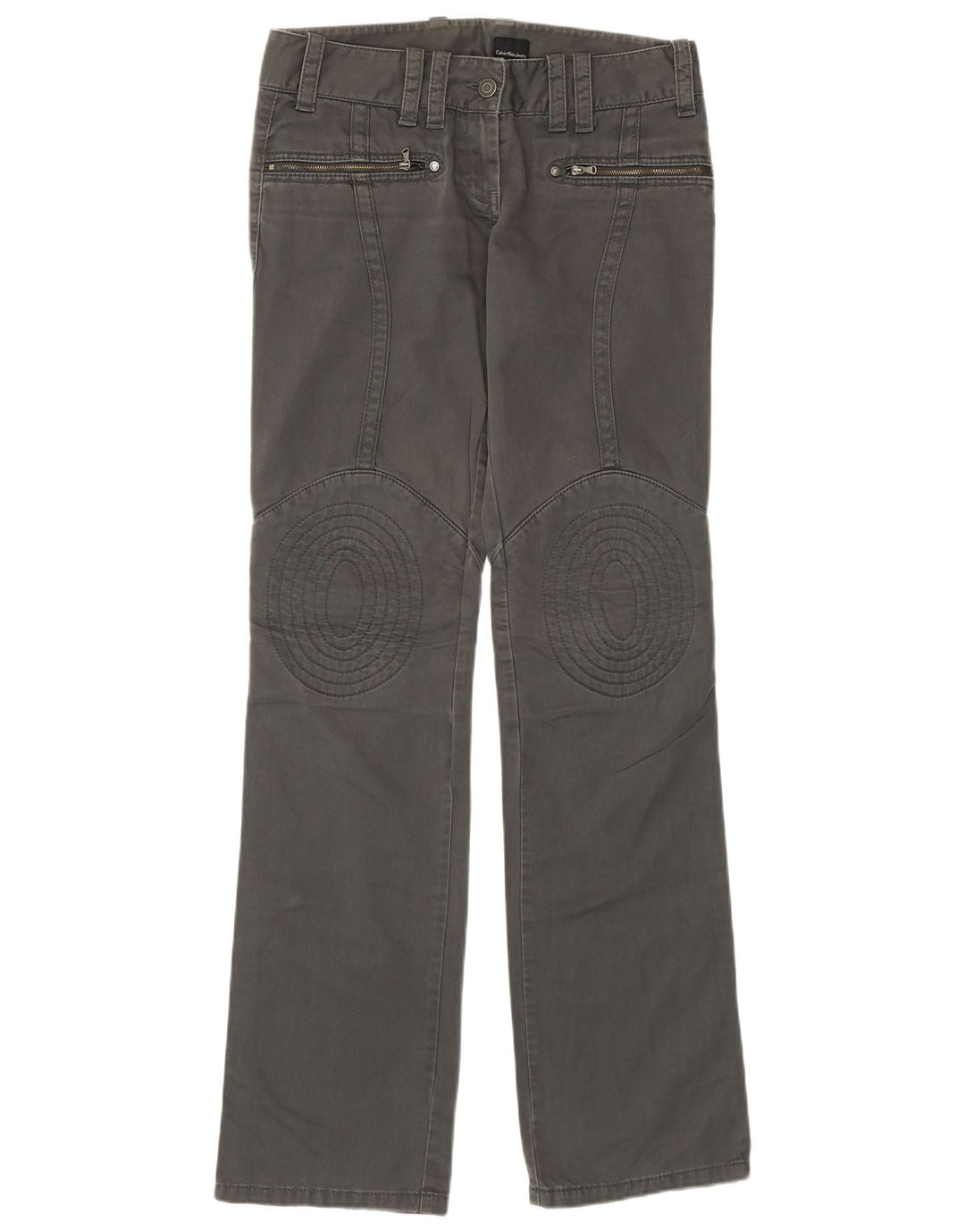 CALVIN KLEIN Pantalon décontracté droit femme W27 L34 Gris Coton