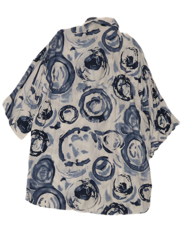 vintage Chemise à manches courtes pour hommes XL Bleu Géométrique Viscose