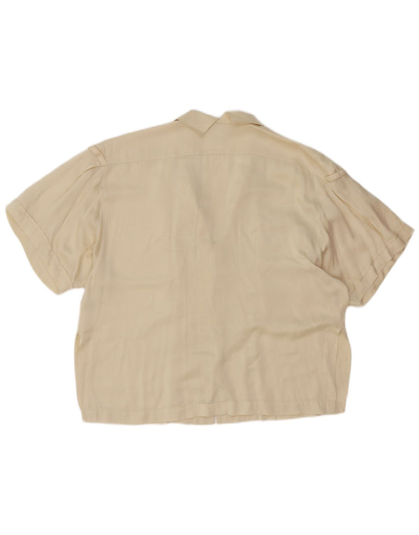 Claude Montana Chemisier à manches courtes pour femme US 6 Medium Blanc cassé