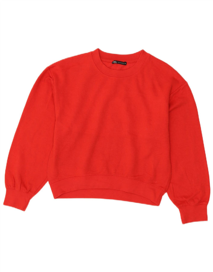 Zara Femme Crop Sweatshirt Jumper UK 14 Medium Rouge Polyester