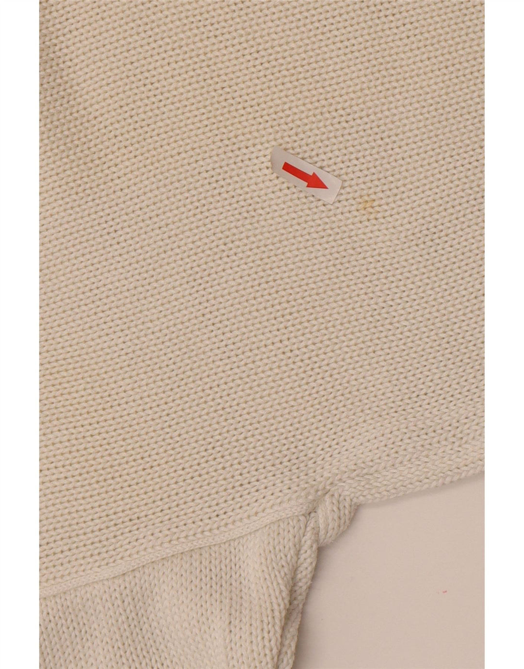 vintage Femmes Graphique V-Col Jumper Pull UK 14 Moyen Blanc