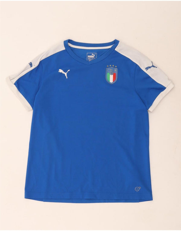 Puma Womens Italia Graphic T-Shirt Top UK 14 Large Bleu Colorblock