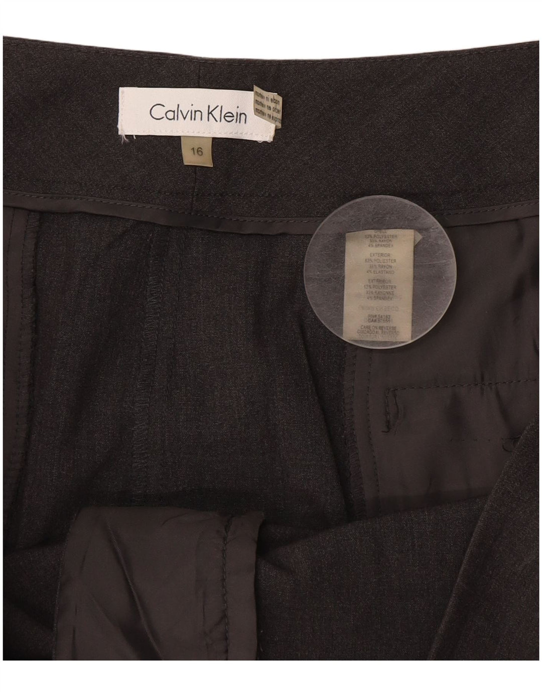 Calvin Klein Pantalon de costume bootcut pour femme US 16 XL W38 L32 Gris Polyester