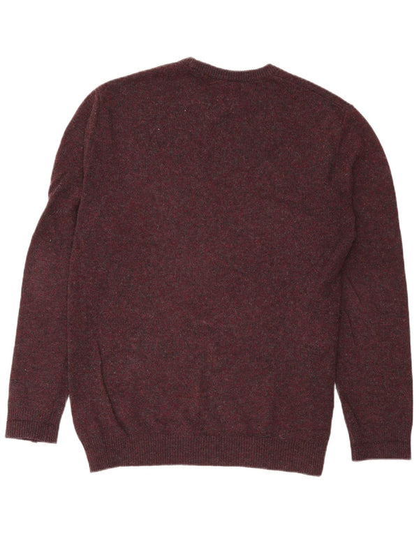 Jack Wills Mens Crew Neck Jumper Sweater Large Burgundy Flecked Merino Wool