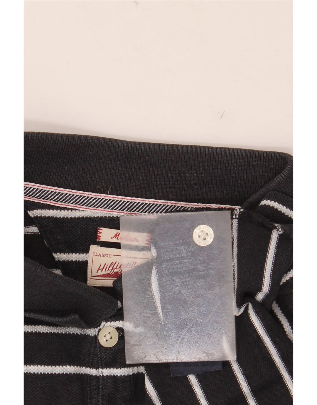 TOMMY HILFIGER Polo Homme Coton Rayé Noir Moyen