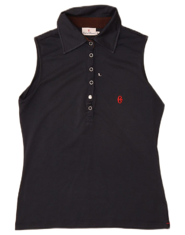 Conte of Florence Polo graphique pour femme UK 10 Small Bleu marine