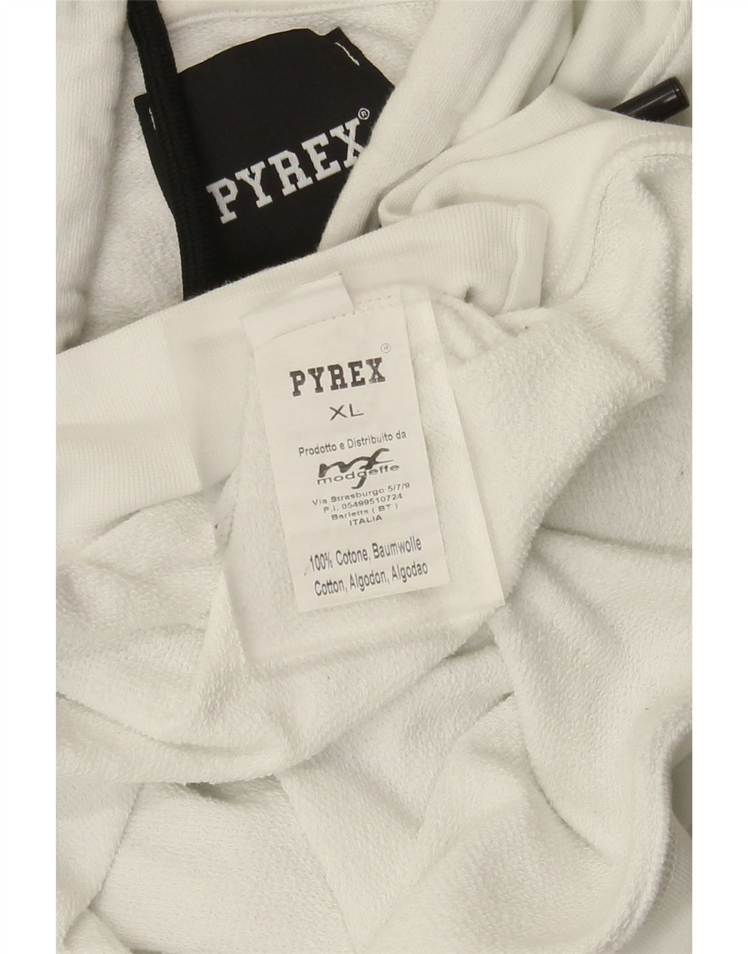 Pyrex Pull à capuche graphique pour homme XL en coton blanc
