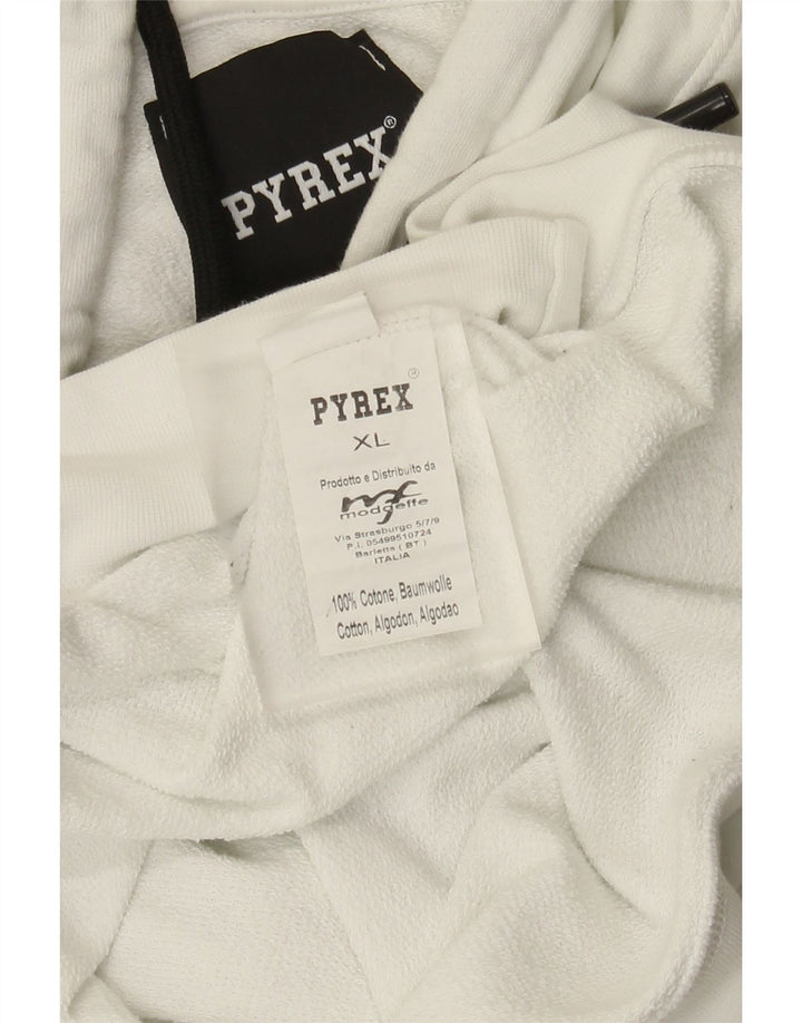 Pyrex Pull à capuche graphique pour homme XL en coton blanc