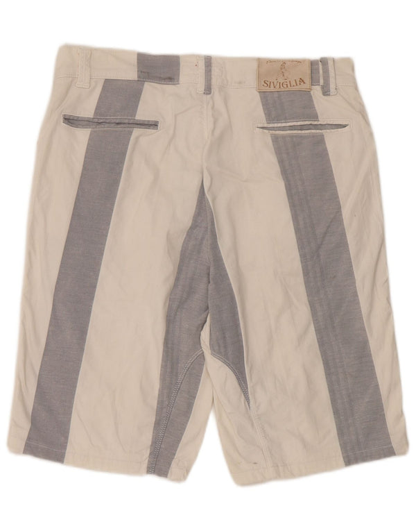 SIVIGLIA Short décontracté pour homme W33 en coton rayé blanc moyen
