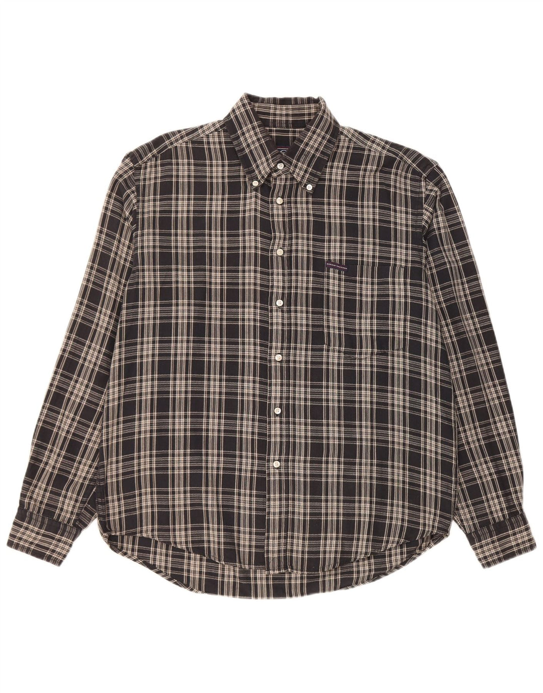 Sergio Tacchini Chemise en flanelle pour homme en coton à carreaux noirs