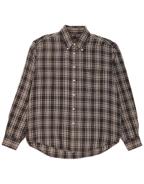 Sergio Tacchini Chemise en flanelle pour homme en coton à carreaux noirs