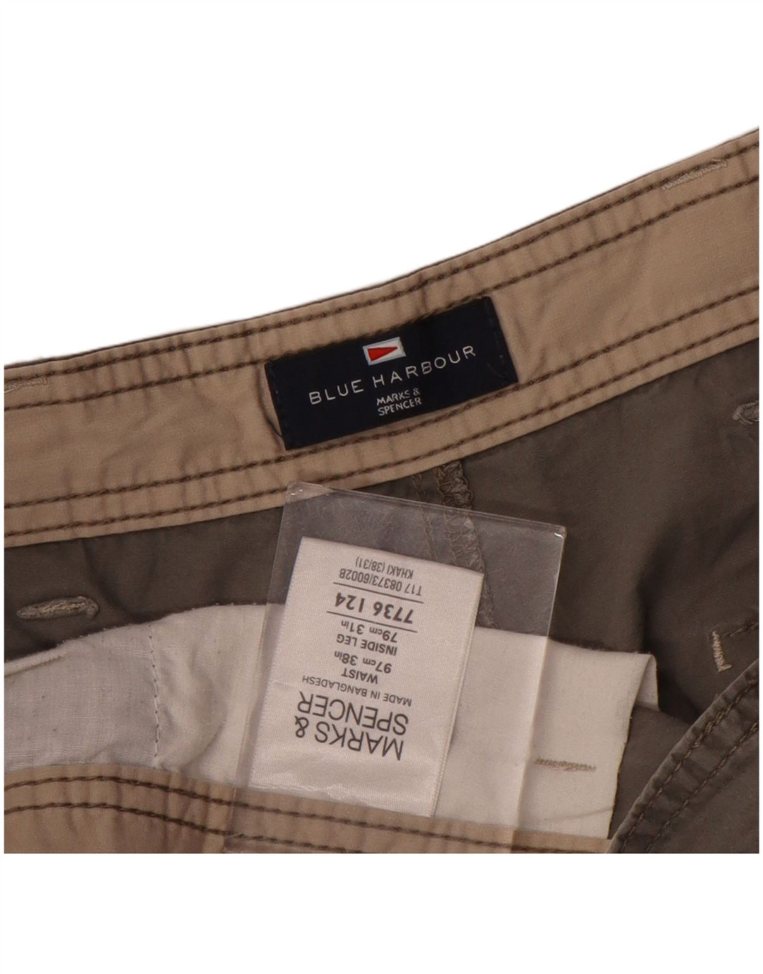 Marks & Spencer Pantalon Cargo Droit Bleu Harbor Homme W38 L31 Gris