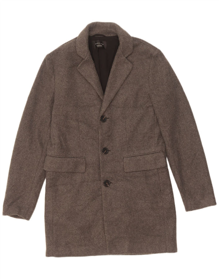 Zara Manteau Homme UK 38 Gris Moyen Polyester