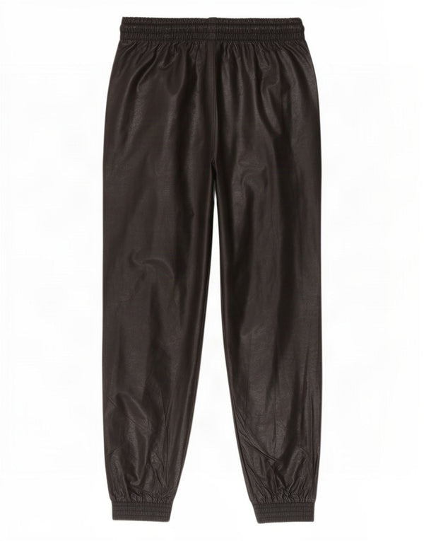 Zara Pantalon de jogging en similicuir pour femme Medium W28 L26 Noir Polyuréthane