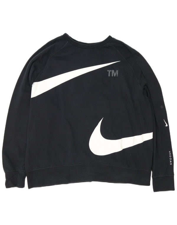 Nike Sweat-shirt graphique pour homme en coton noir 2XL
