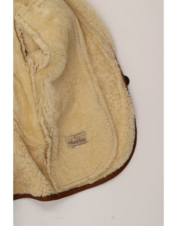 VINTAGE Womens Shearling Jacket UK 18 XL Brown Shearling Vintage Vintage and Second-Hand Vintage from Messina Hembry 