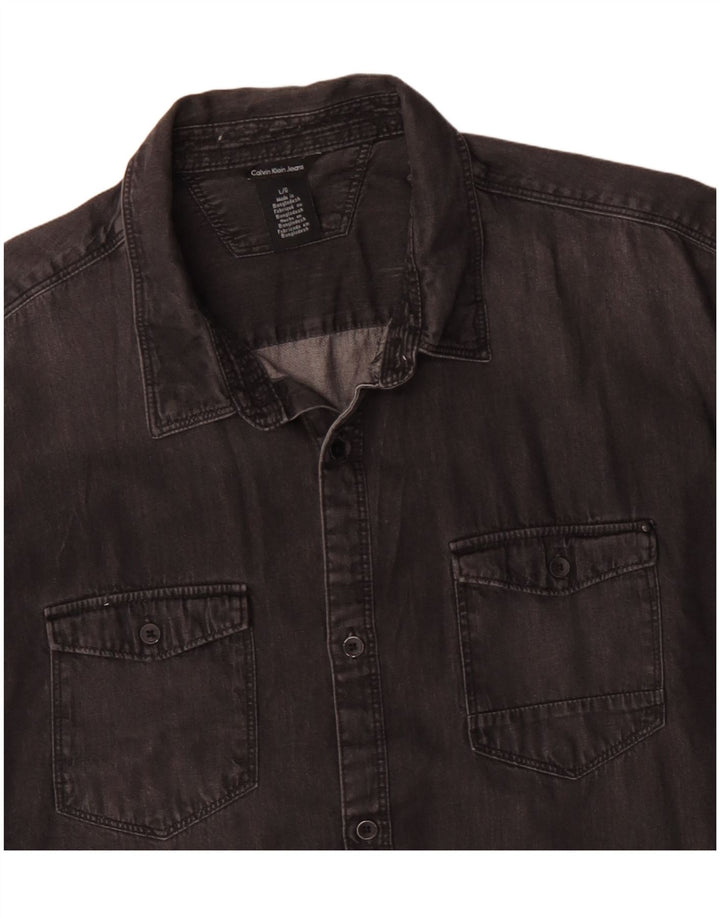 CALVIN KLEIN JEANS Chemise en Jean Homme Large Noir Coton