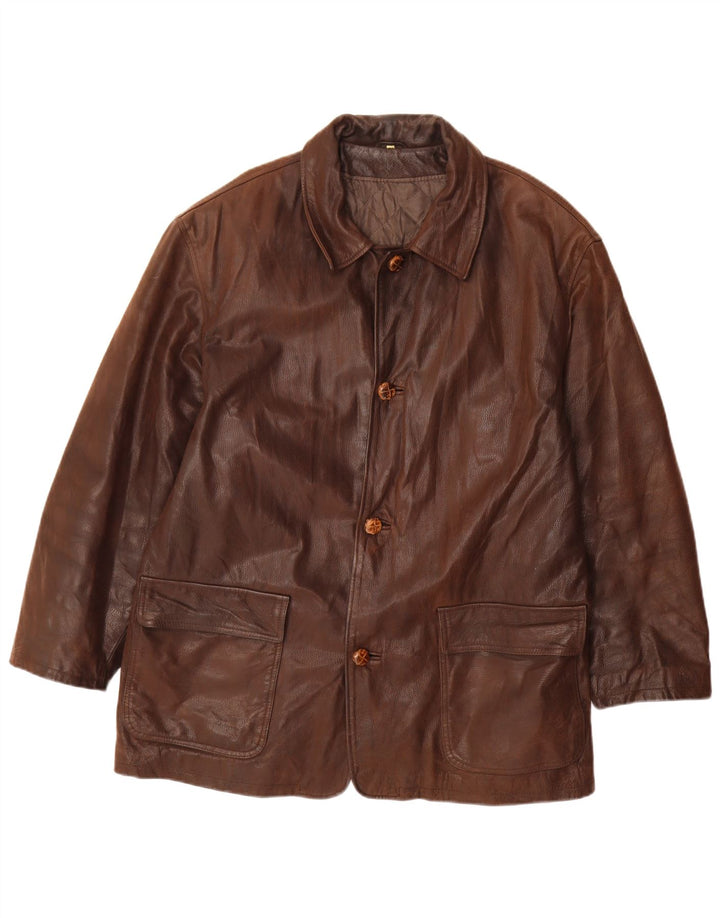 VINTAGE Veste en cuir homme IT 52 XL Cuir marron