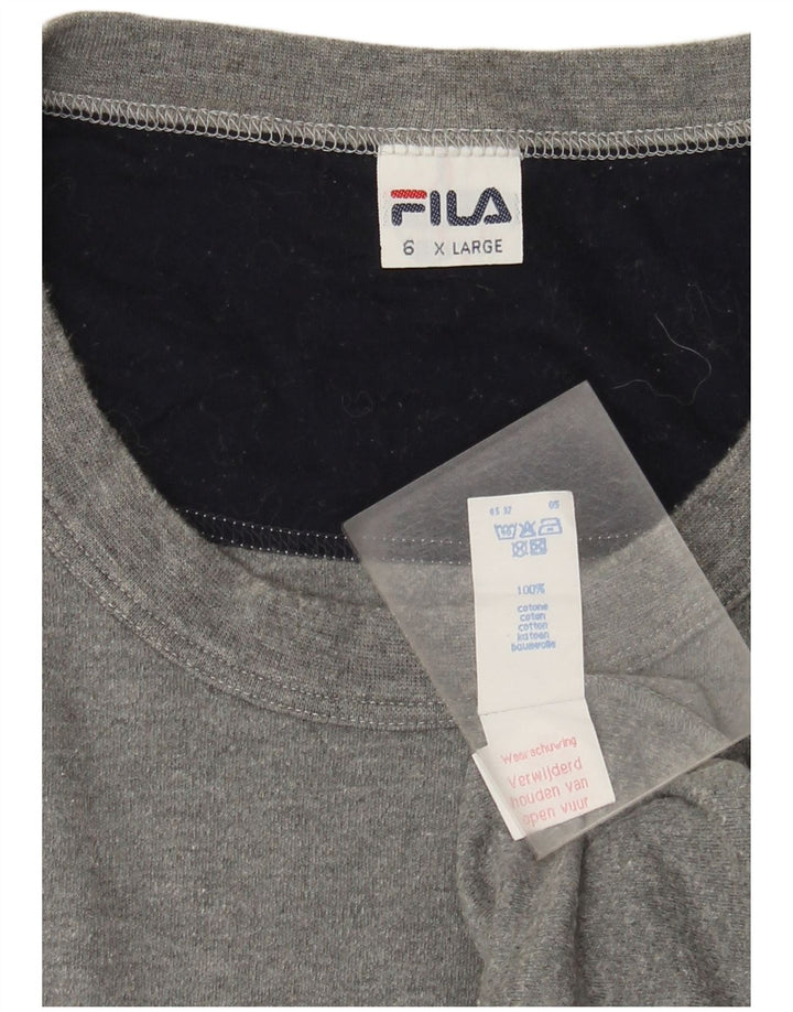 Fila Homme Haut Manches Longues XL Gris Moucheté Coton
