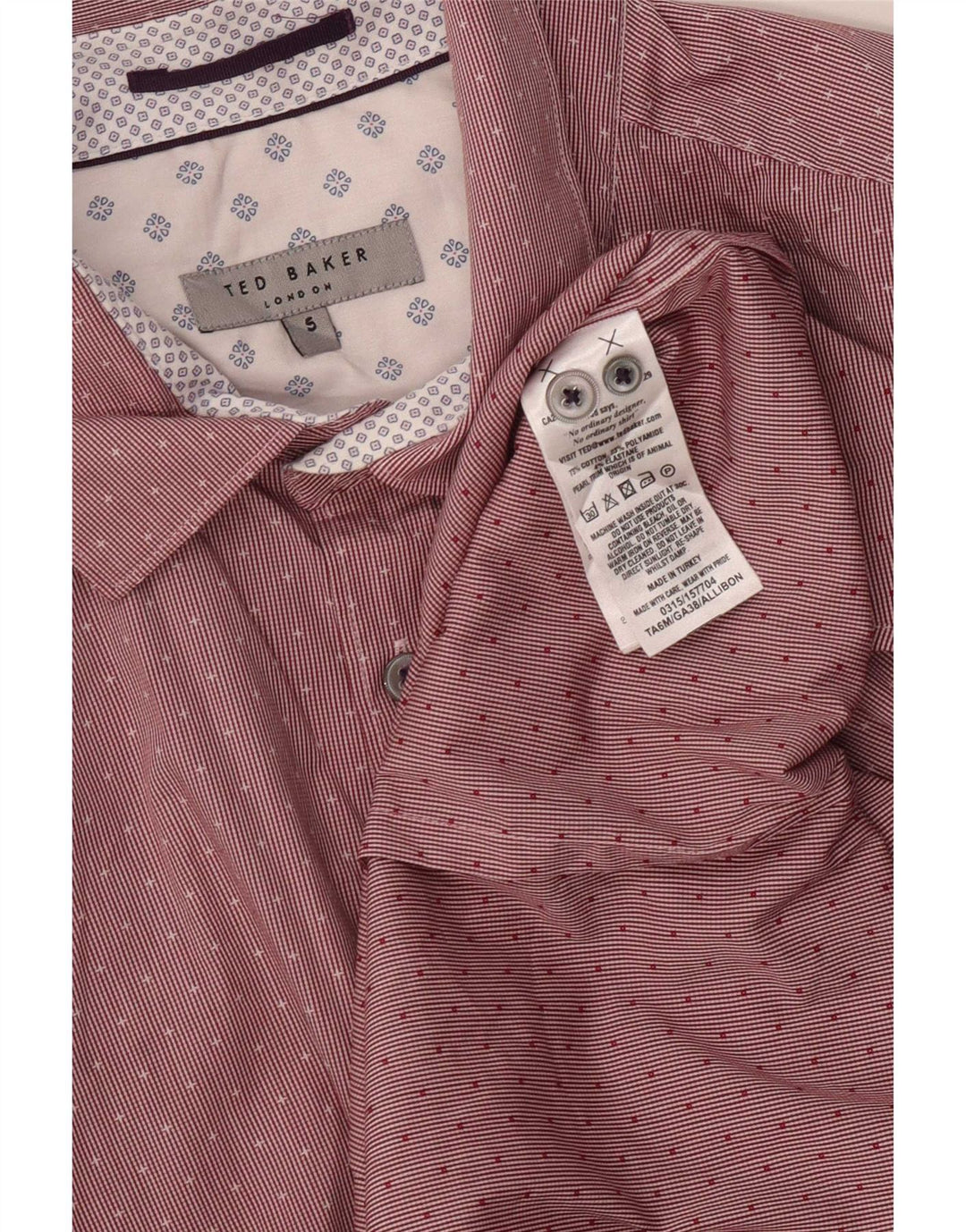 Ted Baker Chemise homme Taille 5 XL Coton à fines rayures rouge