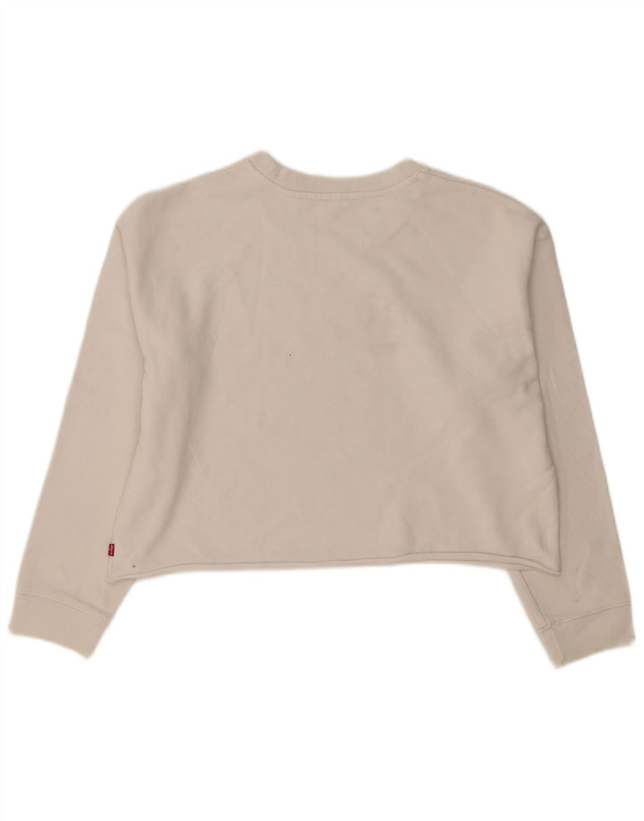 Levi's Sweat-shirt court surdimensionné pour femme UK 10 Petit Blanc