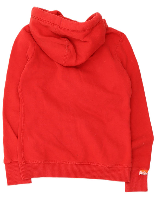Superdry Pull à capuche zippé pour femme UK 10 Small Rouge Coton