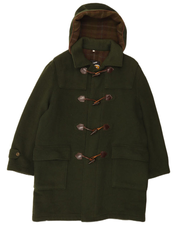 vintage Homme Duffle Coat à capuche IT 50 Grande laine verte
