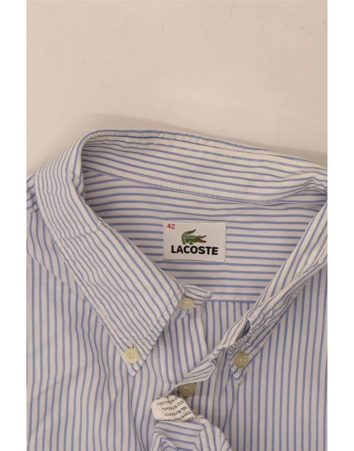 LACOSTE Chemise homme Taille 42 Grand coton à fines rayures bleues