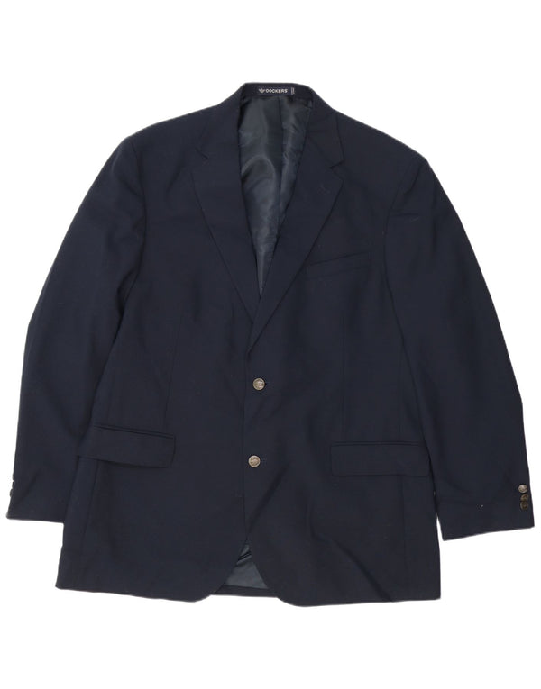 Dockers Veste Blazer Longue à 2 Boutons pour Homme UK 44 2XL Bleu Marine Laine
