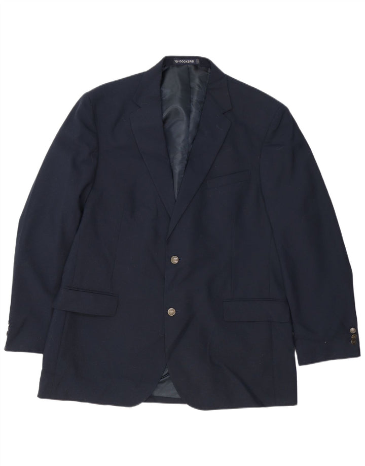 Dockers Veste Blazer Longue à 2 Boutons pour Homme UK 44 2XL Bleu Marine Laine