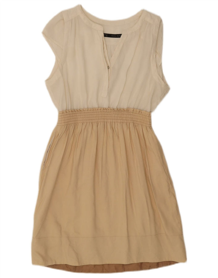 Zara Womens Basic Dress UK 12 Medium Blanc Colorblock Polyester
