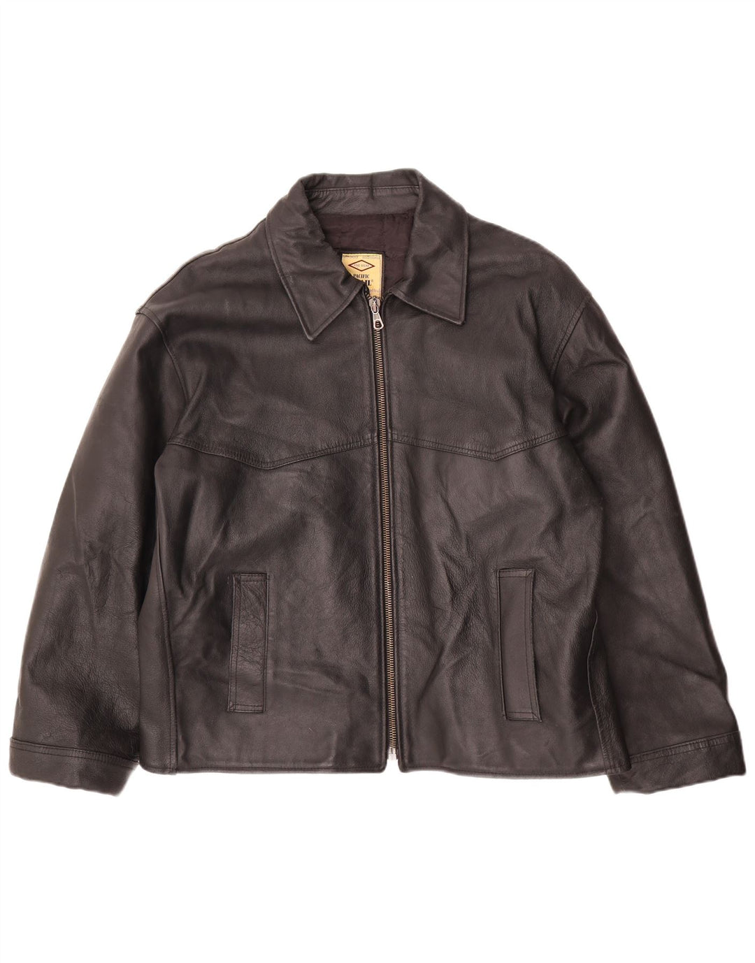 Pacific Trail Veste en cuir pour homme UK 44 2XL Cuir noir