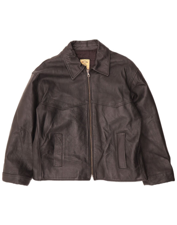 Pacific Trail Veste en cuir pour homme UK 44 2XL Cuir noir