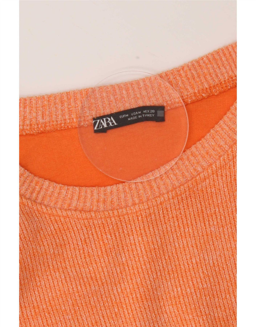 Zara Womens Crop Top Manches Longues UK 14 Orange Moyen