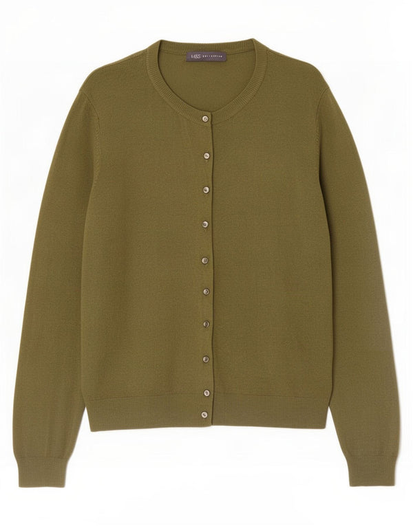 Marks & Spencer Pull Cardigan Femme UK 22 3XL Vert Viscose