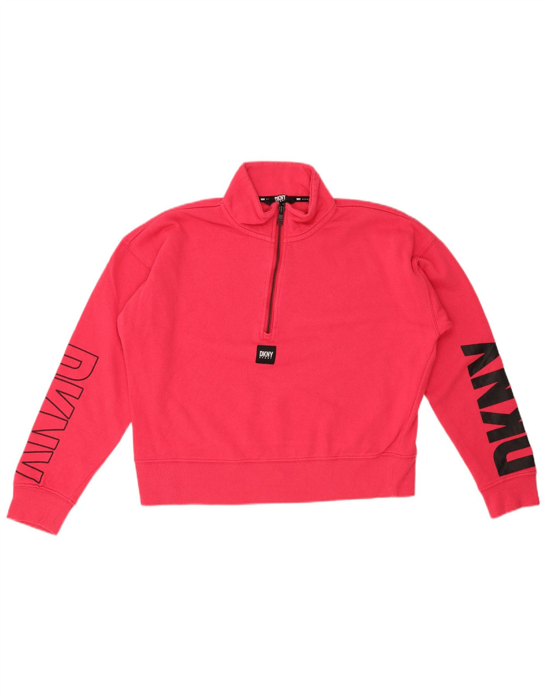 DKNY Sweat-shirt surdimensionné à col zippé pour femme UK 10 Petit Rose