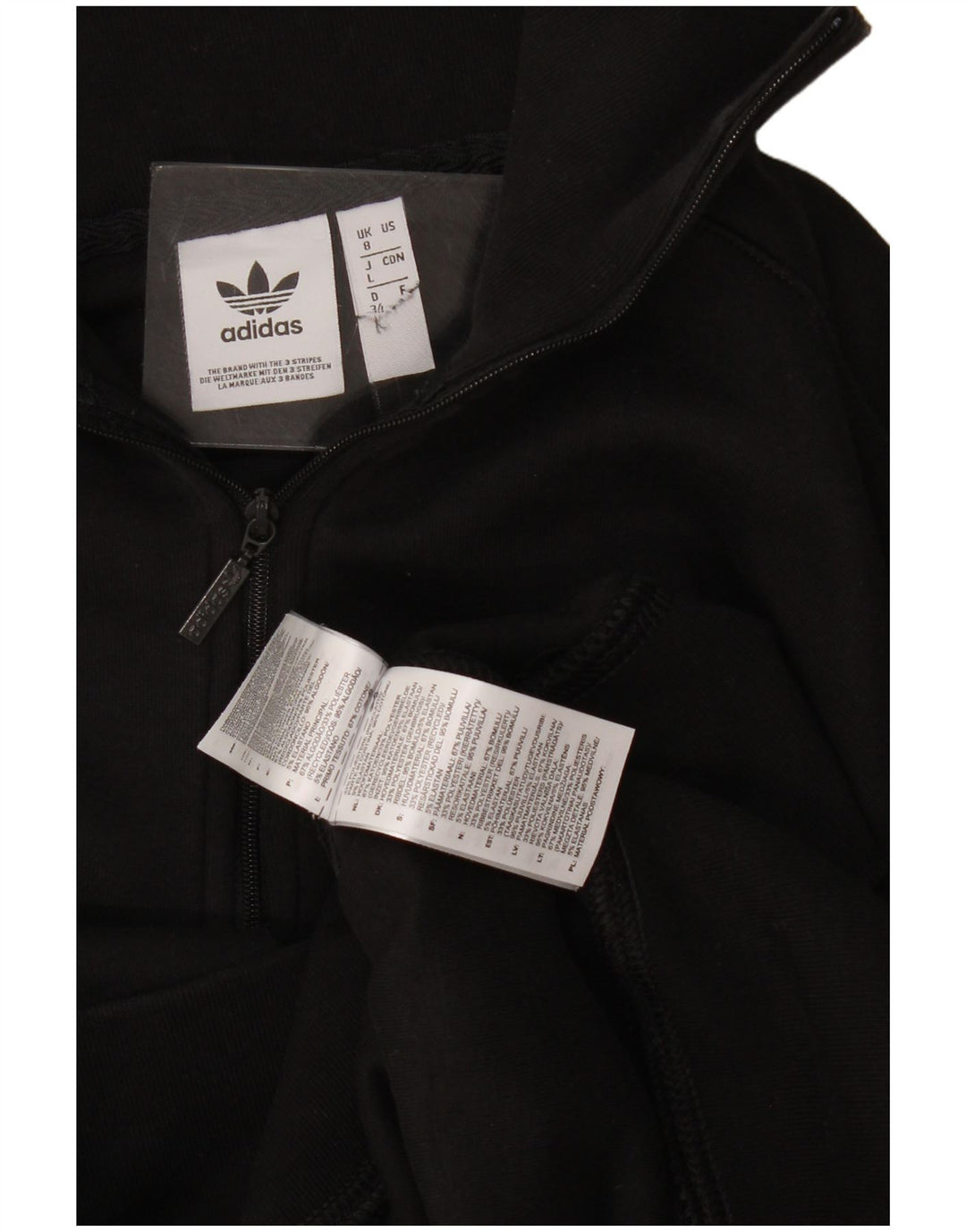 Adidas Sweat-shirt surdimensionné à col zippé pour femme UK 8 Petit Noir