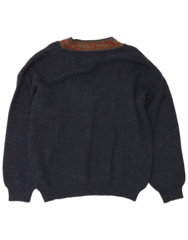 Noba 1950 Pull col V pour homme IT 48 Small Bleu marine Fair Isle