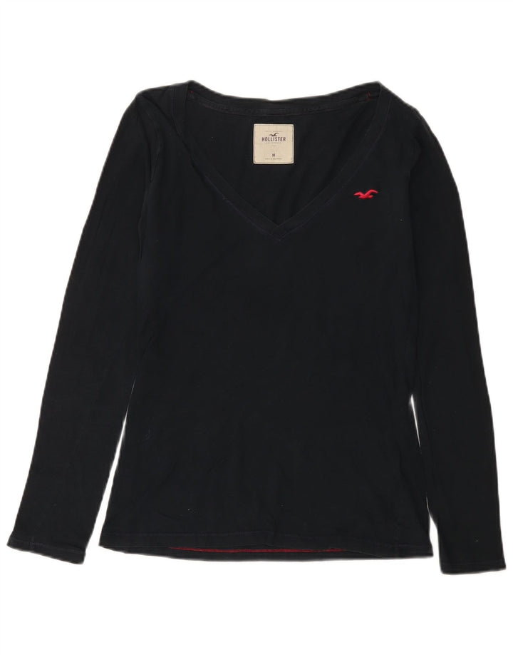 HOLLISTER Haut à manches longues pour femme UK 12 Medium Noir Coton