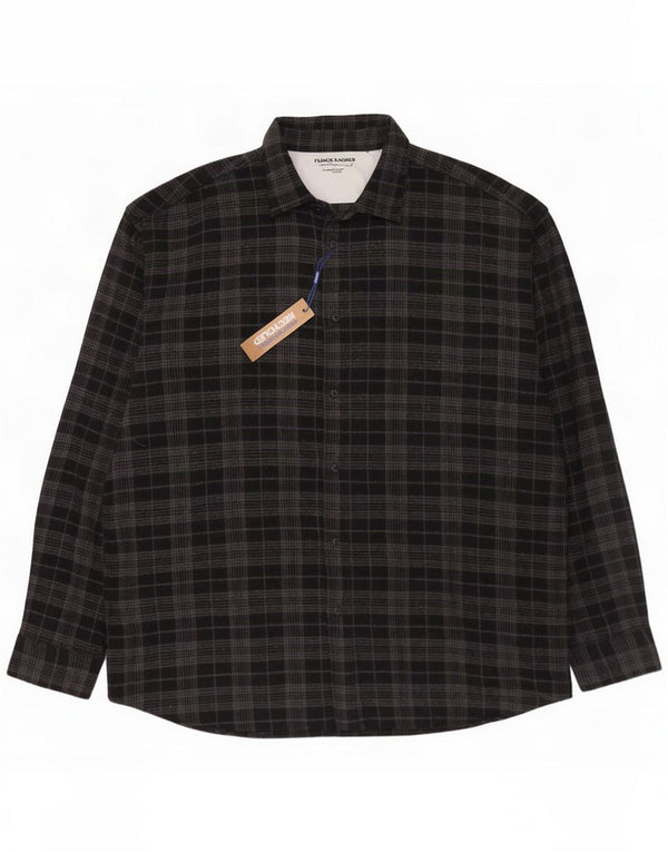 Jack & Jones Chemise ample en flanelle à carreaux pour homme 2XL Gris à carreaux en coton