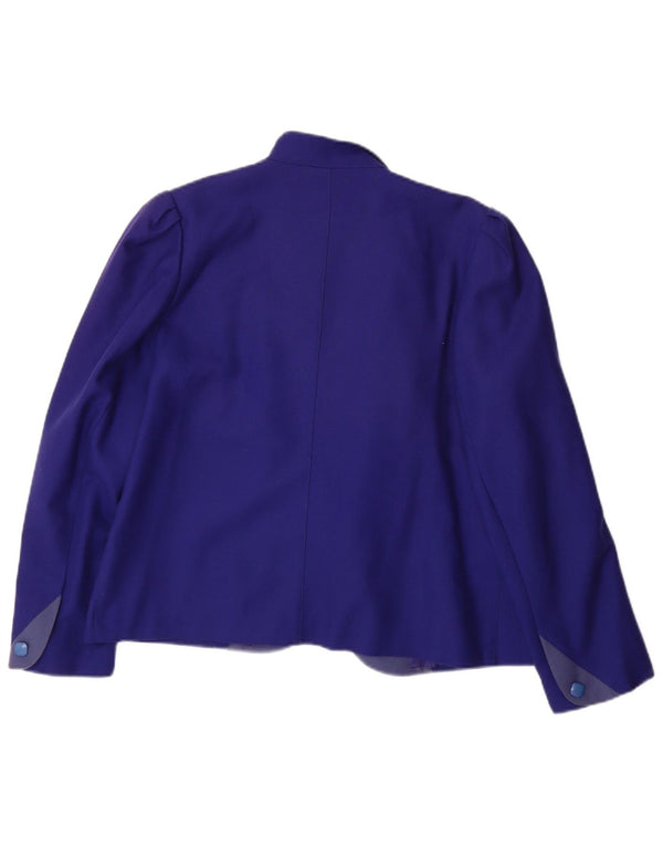 vintage Femme Open Blazer Veste UK 14 Grande Laine Violette