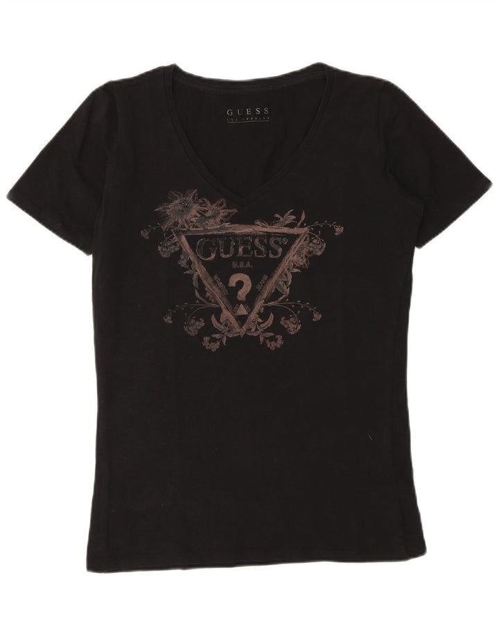 Guess T-shirt graphique pour femme UK 12 Noir moyen