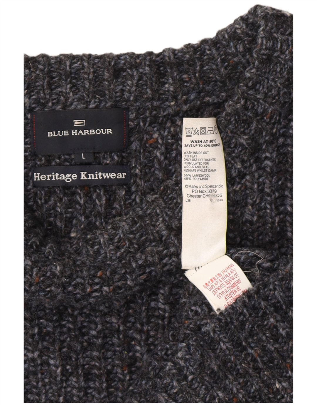 Marks & Spencer Pull à col bateau Blue Harbour pour homme, grand bleu marine