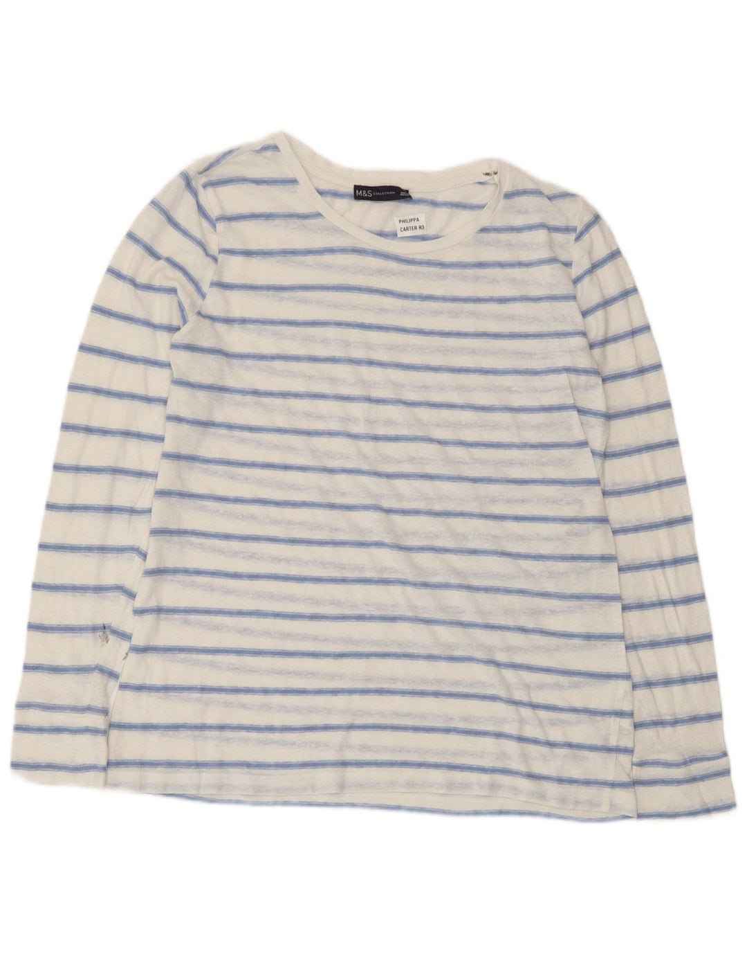 Marks & Spencer Chemisier Top UK 14 Medium Blanc Rayé Polyester Femme