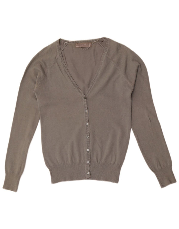 Zara Femme Cardigan Pull UK 6 XS Gris Coton