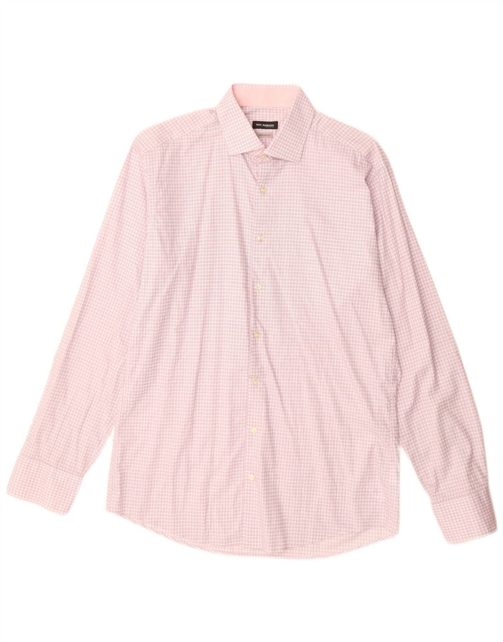 Roy Robson Chemise coupe régulière pour homme Taille 39 15 1/2 Coton à carreaux rose moyen