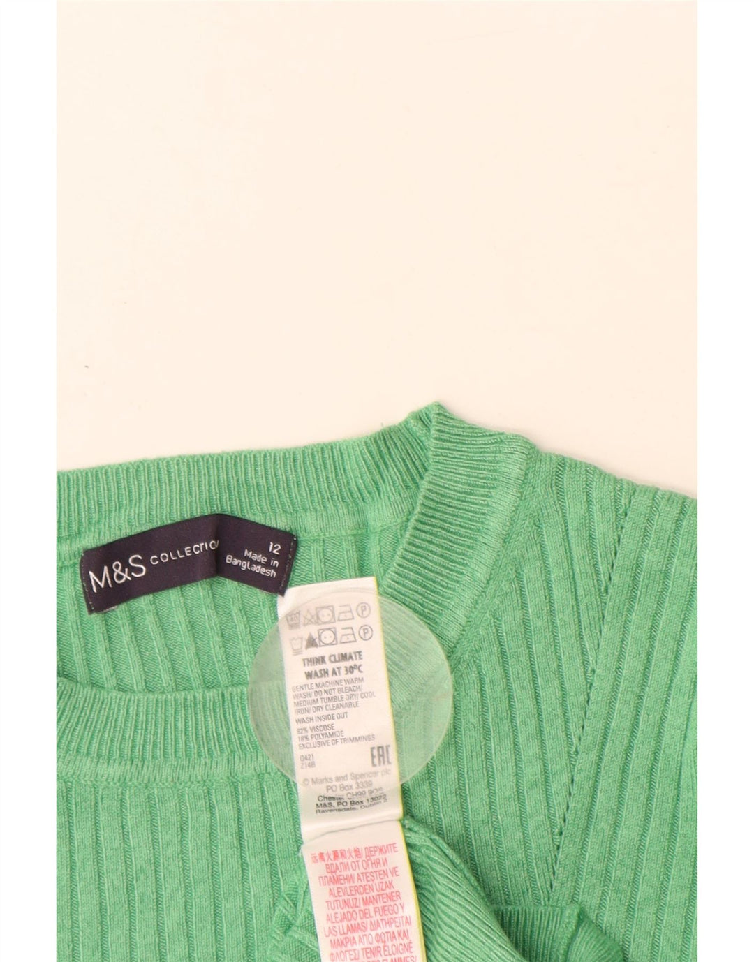 MARKS & SPENCER Pull à col rond pour femme UK 12 Vert moyen