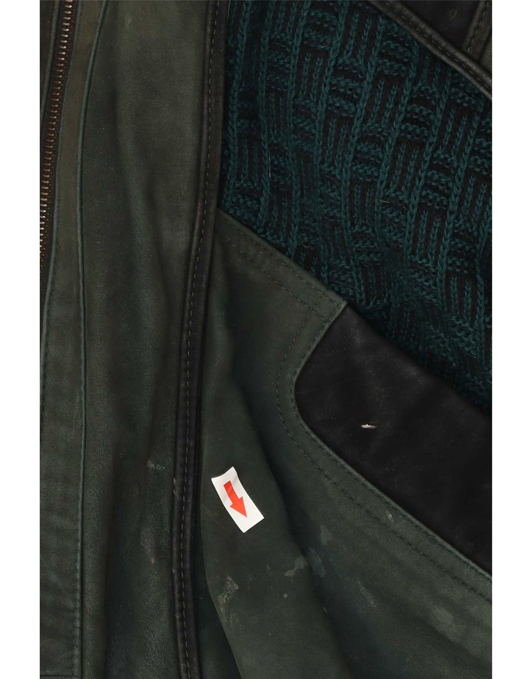 veste en cuir homme vintage EU 52 XL Colorblock vert