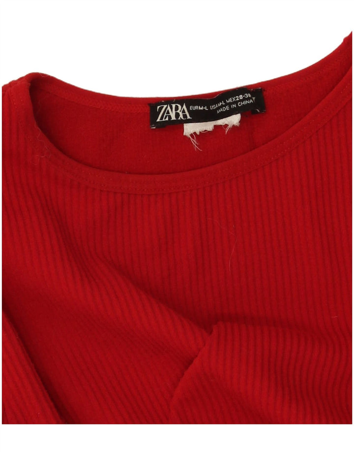 Zara Haut court à manches longues pour femme UK 12 Rouge moyen