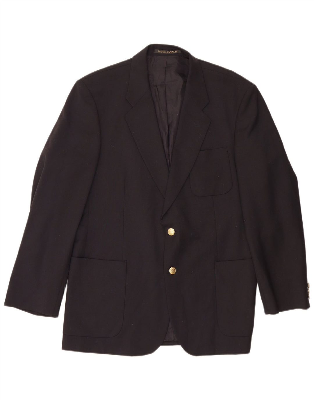 Marks & Spencer Veste blazer à 2 boutons pour homme UK 42 Large Bleu marine Polyester